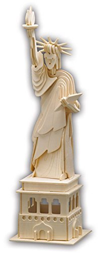 Pebaro 882 Holzbausatz Freiheitsstatue, 3D Puzzle Bauwerk New York, Modellbausatz, Basteln mit Holz, Holzpuzzle, Bastelset, vorgestanzte Holzplatte, ausbrechen, zusammenstecken, fertig, Geschenkidee