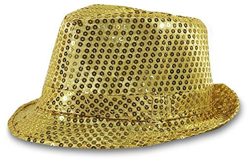 PARTY DISCOUNT ® Hut Disco mit Pailletten, Gold - Spar