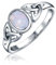 Keltischer Liebesknoten Triquetra Regenbogen Mondstein Unendlichkeitsringband Für Frauen Teenager 1Mm Band .925 Sterling Silber Juni Geburtsstein