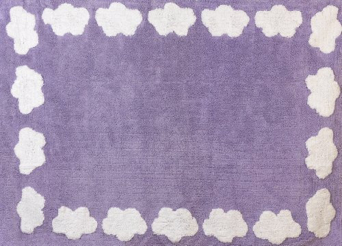 Aratextil. Alfombra Infantil 100% Algodón lavable en lavadora Colección Nube Lila 120x160 cms
