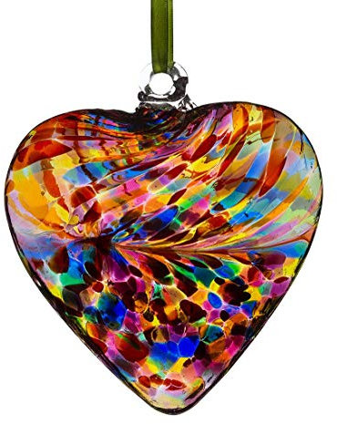 Sienna Glass Multicolour Friendship Heart – Handcrafted Hanging Glass Gift – Sentimental Keepsake for Birthdays, Thank You, or Friendship Day