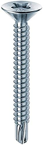 Mustad: 500 viti Drillex® Autoperforanti, Testa Svasata Piana, 3.9x16 mm, Zincate Bianche