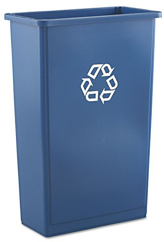 Rubbermaid 354074BLU Slim Jim Recycling Container, Rectangular, Plastic, 23gal, Blue