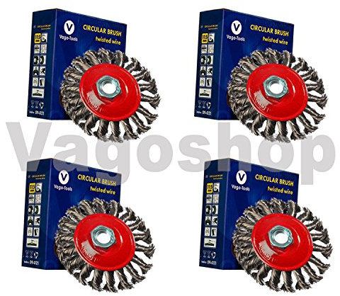 6x Kegelbürste Drahtbürste 115 mm M14 Gezopft Flex