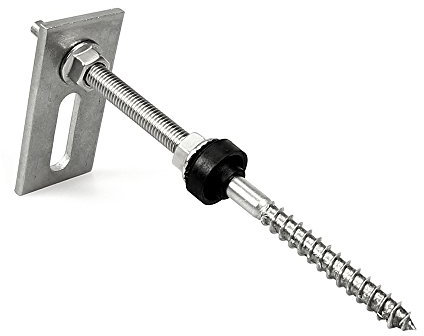 Offgridtec© Stockschraube M10x200 Edelstahl höhenverstellbar inkl. Adapterblech EPDM Gummidichtung