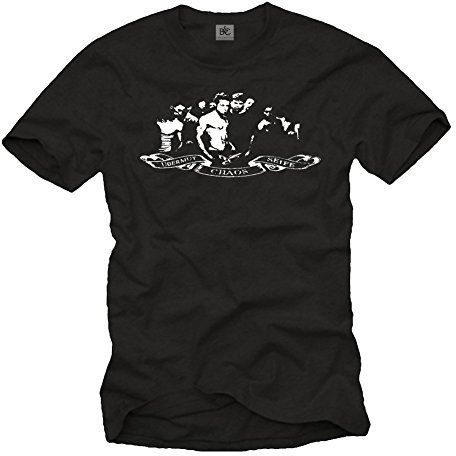 Fight Club T-Shirt für Herren Shirt Farbe schwarz Logo weiß ÜBERMUT Chaos SEIFE Größe S