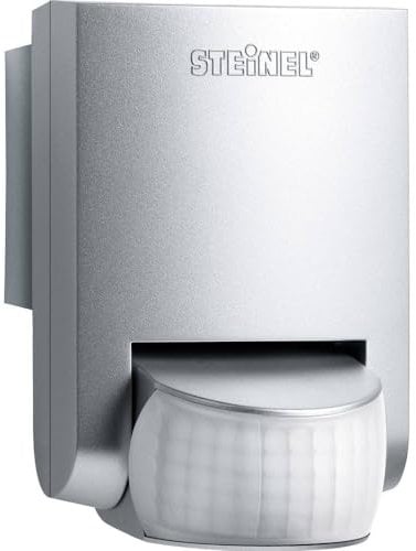 Steinel Bewegungsmelder IS 130-2 silber, 130° Bewegungssensor, 12 m Reichweite, für den Innen- und Außenbereich, IP54, (L x B x H) 84 x 78 x 130 mm