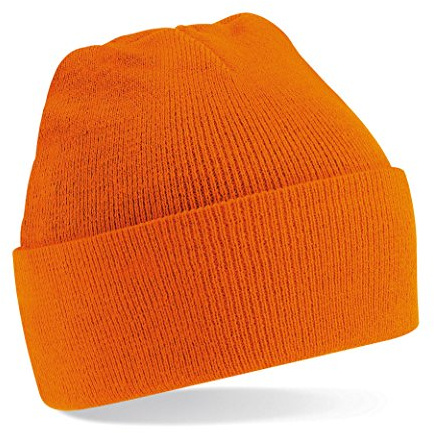 Beechfield Unisex Turn-up Beanie (Orange) Baseball Cap, Orange, One Size