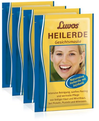 Luvos Heilerde Gesichtsmaske mit Jojobaöl (4er Pack) - Gebrauchsfertige Gesichtsmaske zur Pflege und Reinigung (4 Sachets)