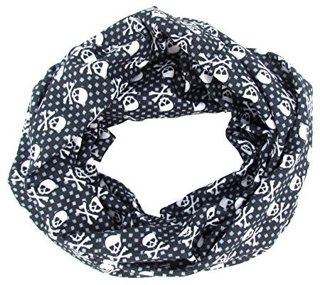 flevado MULTISCARF SCHLAUCHTUCH RUNDSCHAL IN VIELEN VARIANTEN TRAGBAR (Totenk.-weiss grau)