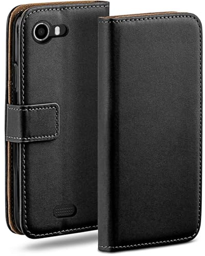 moex Book Case für Wiko Lenny Handyhülle mit Kartenfach, Hülle klappbar 360 Grad Schutzhülle, Klapphülle Flip Case Cover, PU Leder Handytasche Lederhülle, Schwarz