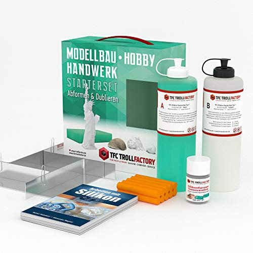 TFC Troll Factory DIY Silikonformen Starterset | Set zum Selber Herstellen von Silikonformen für Gips, Beton, Kerzen und Mehr | Silikon-Kautschuk, Abformmasse, inklusive Anleitungsbuch