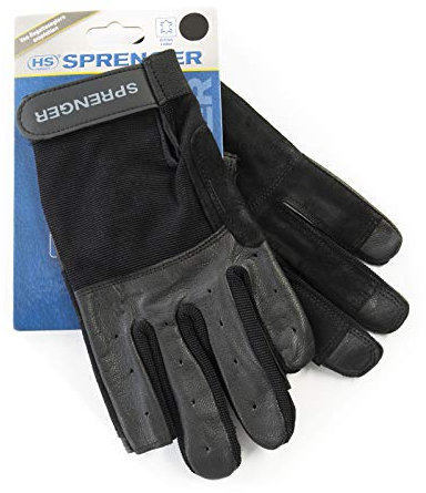 Segel-Handschuhe L - Ziegenleder, schwarz, Daumen und Zeigefinger ohne Kuppen