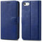 iPhone SE 5 5S Case Premium Leather Flip Wallet Case Cover Pouch For iPhone SE 5 / 5S and Screen Protector With Polishing Cloth And Stylus (Blue)
