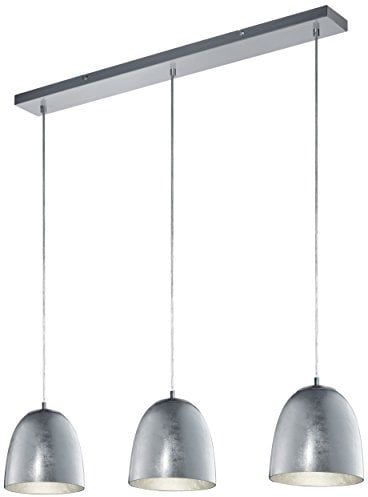 Trio Leuchten LED Pendelleuchte Ontario 305200389, Metall Nickel matt, Glas silberfarbig, exkl. 3x E14