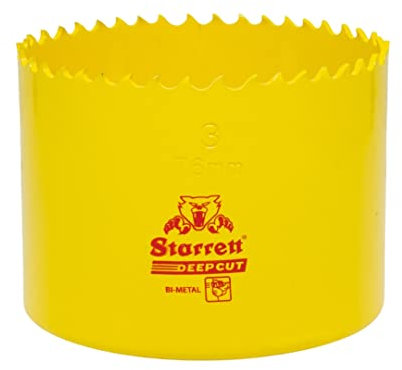 Starrett Deep Cut Hole Saw - DCH0300 Heavy Duty Bi-Metal with Extra Cobalt HSS Teeth - For Metals Wood Cast Iron Fibreglass Plastic Materials - 76mm