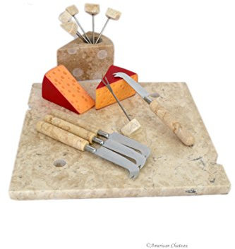 Käsebrett mit Messer und Plektren aus natürlichem Marmor, 30,5 cm