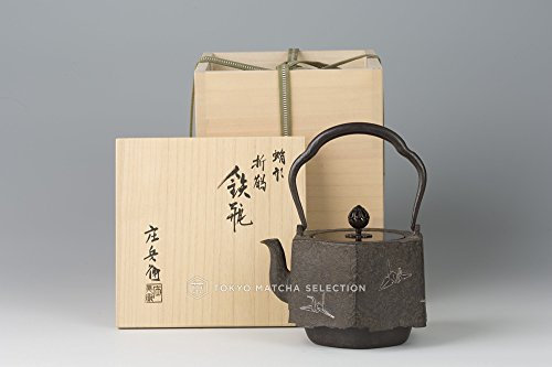 TOKYO MATCHA SELECTION - [Heritage grade] Takaoka Tetsubin : Hexagon Orizuru (Folded Paper Crane) with silver inlay - Japanese Iron Kettle Teapot - Japan Imported [Standard ship by EMS: with Tracking & Insurance]