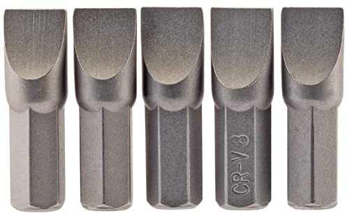 Draper 64013 8.0mm 1/4 Hex Plain Slot Insert Bit 25mm Long (5 Piece)