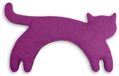 LESCHI Wärmekissen - Körnerkissen für Mikrowelle - Tier Katze Lila - anschmiegsames Nackenkissen mit Bio Weizen - ideal als Wärmespender im Winter und bei Verspannungen an Nacken Schulter Hals