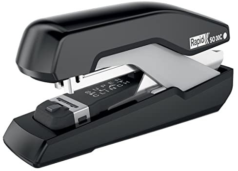 Rapid 5000549 Tacker Super Flachheftgerät (30 Blatt, Mühelos, Omnipress, Hochwertiges Ergonomisches Gehäuse, Inkl. Heftklammern, SO30c) schwarz/grau