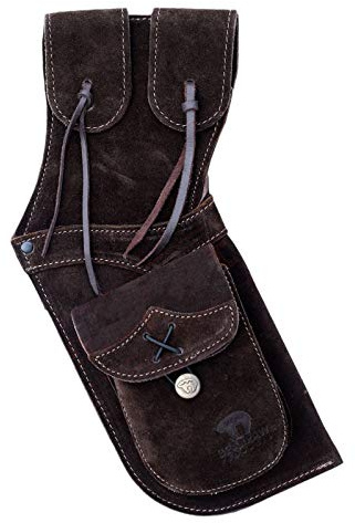 BEARPAW Holsterköcher Dunkelbraun | Linkshand | aus hochwertigem dunkelbraunem Wildleder, ideal für Pfeil und Bogen