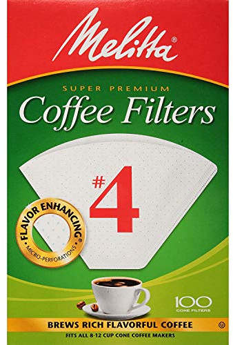Melitta #4 Cone Coffee Filters, White, 100 Count
