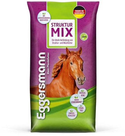 Eggersmann Struktur Mix – Energiereduziertes Pferdemüsli mit hohem Strukturanteil für appetitlose Pferde – 25 kg Sack