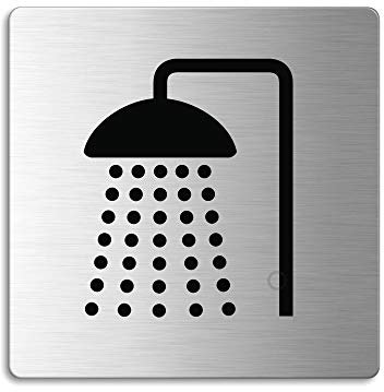 Plaque de Porte en Acier inox brossé - Douche | 85x85 mm No.8997