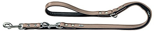HUNTER BASIC Verstellbare Führleine für Hunde, beschichtetes Spaltleder, Kunstleder, witterungsbeständig, 1,3/200 cm, stein, stein/schwarz