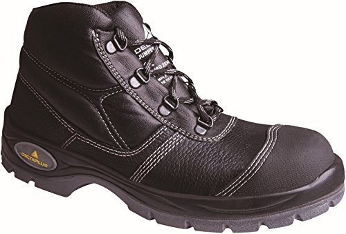 Deltaplus JUMP2S3BPNO43 Narbenleder-Schnürschuhe - Überkappe - S3 Src, Schwarz, Größe 43