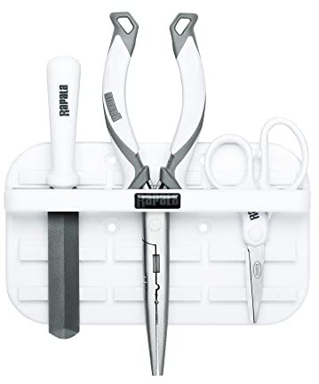 Rapala - Klemme und Magnettafel Angler's Magnetic Tool Holder - Angelzubehör - Hochleistungs-Kunststoff-Magnetleiste - Zur Werkzeugaufbewahrung Anleitung - Weiß
