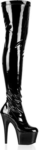 Pleaser Damen ADORE-3000 Kurzschaft Stiefel, Schwarz (Schwarz (Blk STR Pat/Blk)