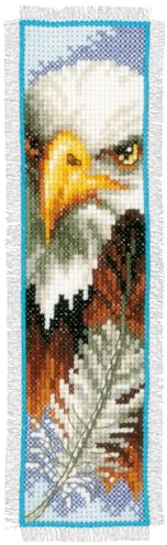 VERVACO Lesezeichen Kreuzstich Stickpackungen Gezählter Kreuzstich Set Adler DIY Set Erwachsene Sticken Lesen Zubehör Geschenk Zählmusterpackung ca. 6 x 20 cm Stickset für Anfänger
