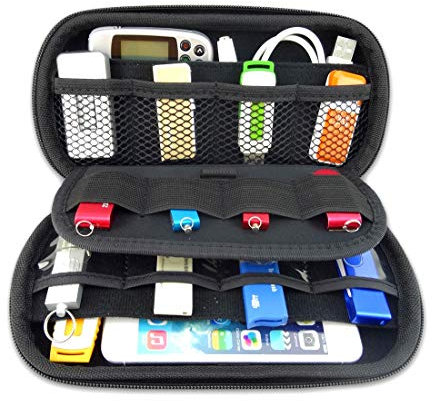 King of Flash USB Memory Stick, Memory Card, Hard Drive, Smartphone, Charging Cable, Powerbank Universal Case Holder (Black)