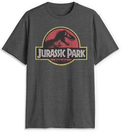 Jurassic Park Men’s Big Classic Movie Logo T-Shirt, Charcoal Heather, XX-Large