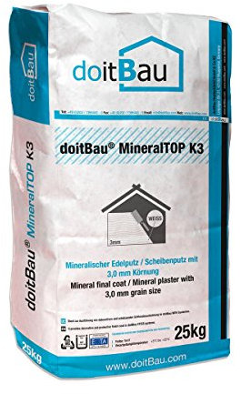 doitBau MineralTOP 3mm WDVS Scheibenputz Struktur Fassade Edelputz Oberputz weiß