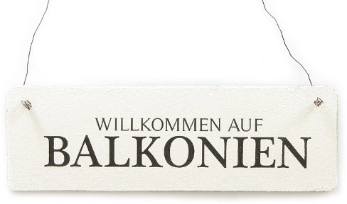 Interluxe Vintage Shabby Schild mit Spruch Dekoschild Türschild BALKONIEN für Terrasse Balkon