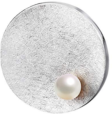 MATERIA Damen Anhänger Perle 925 Sterlingsilber weiß Ø33mm rund gebürstet mit Box #KA-142