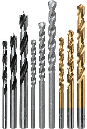 Makita 9 pièces – 3 en 1 de forets pour perceuse – précis de perçage pour Masonry-concrete, bois et métal – en carbure de tungstène, BRAD point & HSS-TiN Embouts