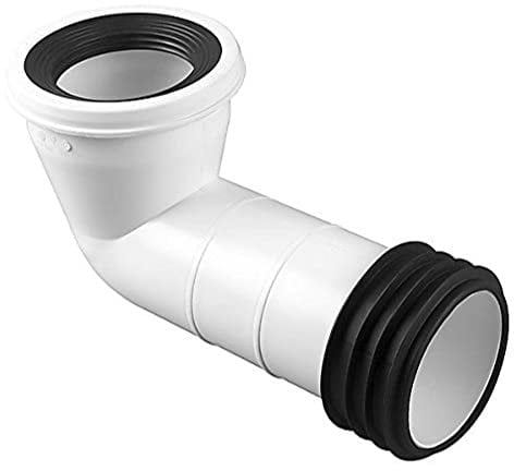 Merriway BH04134 Easy-Fit Standard WC Pan Connector 90 Degrees Bend Outlet 100 mm (4 inch) - White