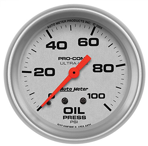 AUTO METER 4421 Ultra-Lite Mechanical Oil Pressure Gauge Regular, 2-5/8 (66.7mm)