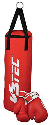 V3Tec Boxset Teens Boxsack inkl. Boxhandschuhe Handschuhe für Jugendliche rot