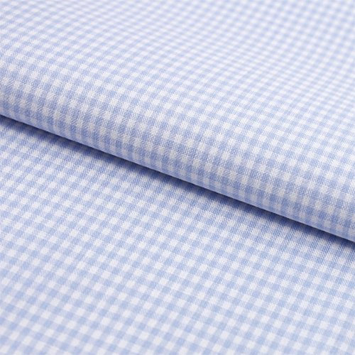 Stoff Meterware Karo 2x2 mm Baumwolle - Baumwollstoff, Züchen, Gingham, Bauernkaro, Kariert, Karomuster, Landhaus, Deko, Nähen, Basteln (Hellblau)