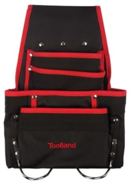 Toolland Werkzeug-Gürteltasche, Nylon, 10 Fächer, 2 Schlaufen, Schwarz/Rot