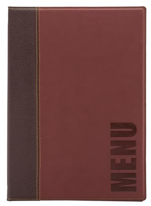 Securit Trendy Faux Leather A4 Menu Holder with 1 Double-Sided Insert, Wine Red (MC-TRA4-WR) | Includes 1 double-sided insert to display 4 pages, with an easy-to-clean surface built for busy hospitality venues.