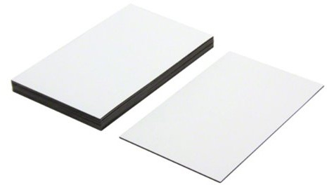 MagFlex® Lite Flexible Gloss White Dry Wipe Surface Magnetic Labels for Creating Scrumboards, Removable and Changeable Labels - 100mm Long x 60mm Wide - Pack of 10