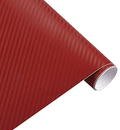 Könighaus (7,23€/m2 Dunkelrot 3D Carbon Autofolie 200 x 152 cm blasenfrei mit Anleitung