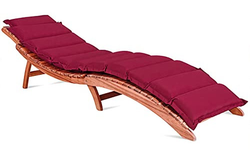 Detex® Liegenauflage Dunkelrot Wasserabweisend inkl. Kopfkissen 55% Baumwolle 30° Maschinenwaschbar Auflage Sonnenliege Garten Balkon Liege Kissen Polster Schwungliege