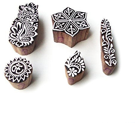 Hexagon und Religiös Handgefertigt Entwürfe Holz Stempel für Drucken (Set von 5)